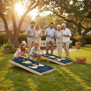 Adorable Bear Plaid Navy Family Yard Game
