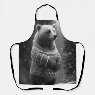 Adorable Bear Wearing a Cozy Sweater Apron