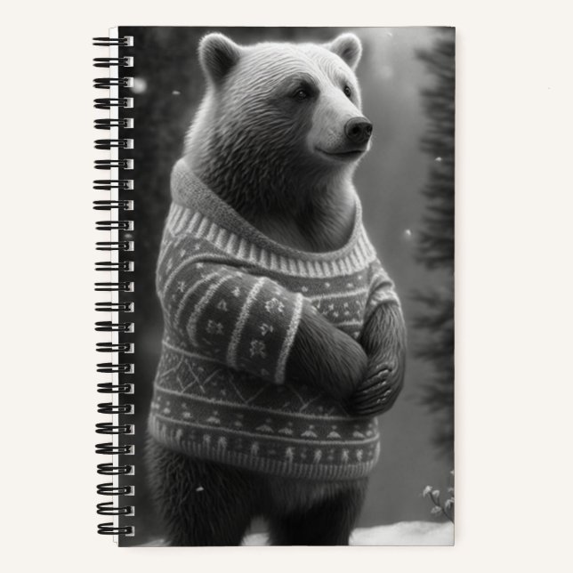Adorable Bear Wearing a Cozy Sweater Notebook (Front)
