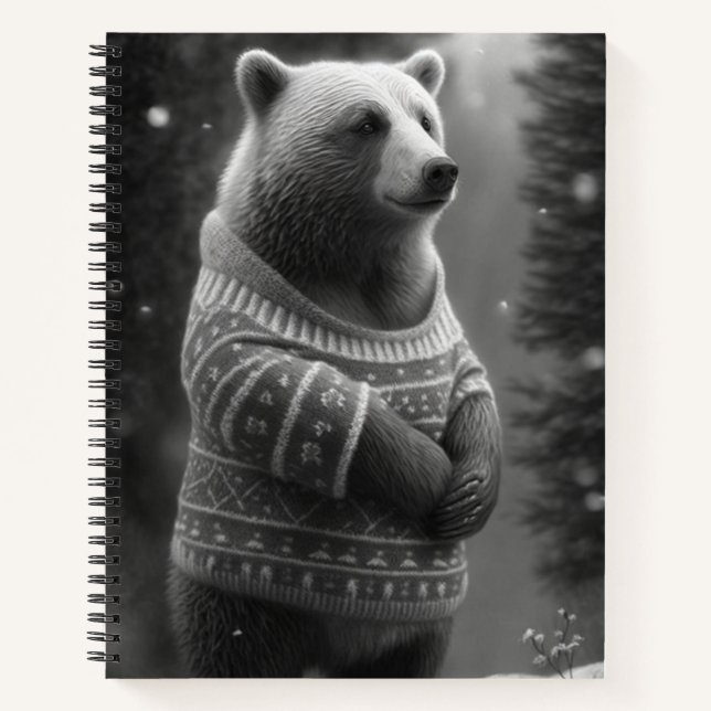 Adorable Bear Wearing a Cozy Sweater Notebook (Front)
