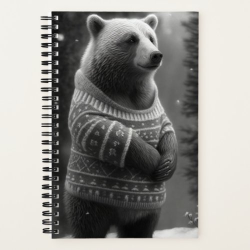 Adorable Bear Wearing a Cozy Sweater Notebook