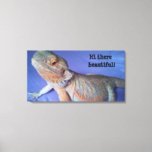 Adorable Bearded Dragon Picture on Blue Canvas Print