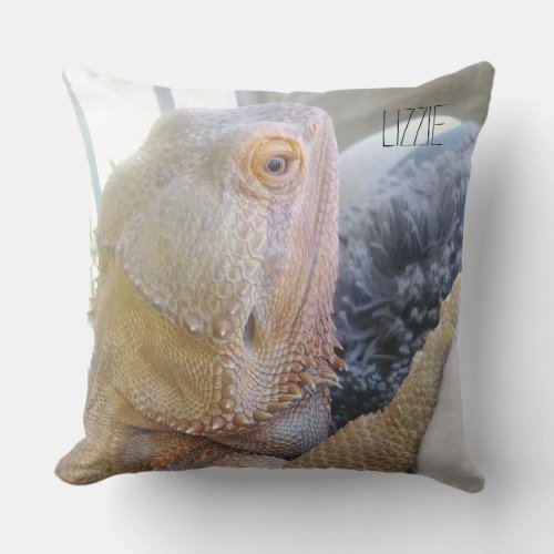 Adorable Bearded Dragon Picture Personalized Outdoor Pillow