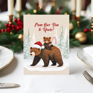 Adorable Bears and Festive Message Holiday Postcard