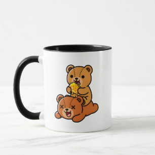 Adorable Bears Eating Sweet Honeycomb Cartoon Mug