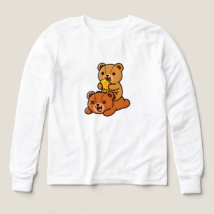 Adorable Bears Eating Sweet Honeycomb Cartoon Tri-Blend Shirts