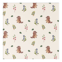 Adorable Beaver and Forest Berries Pattern