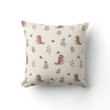 Adorable Beaver and Forest Berries Pattern Throw P