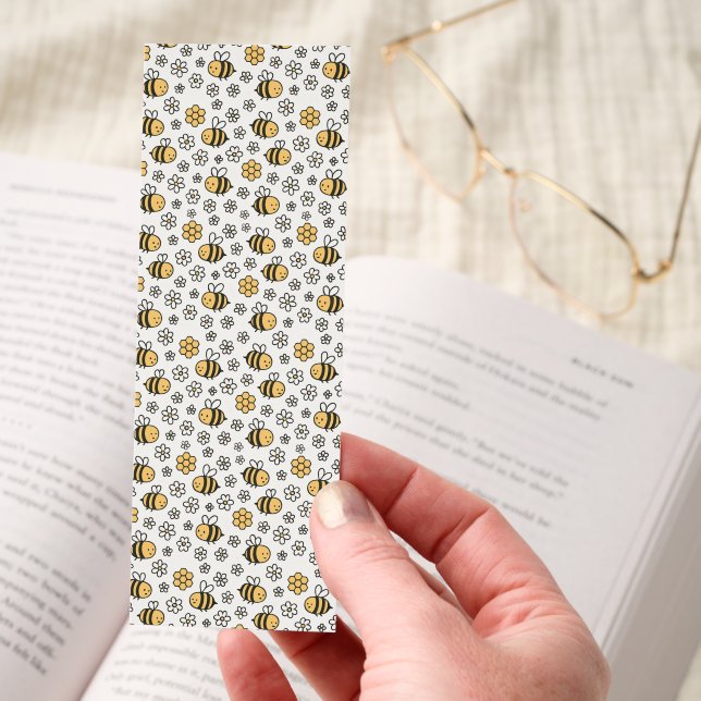 Adorable Bee and Flower Pattern Double-Sided Bookmarks (Hand)