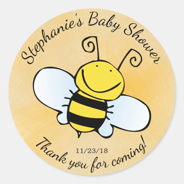 Adorable Bee Baby Shower Favor Sticker (Front)