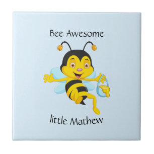 Adorable Bee Boy Cartoon Ceramic Tile