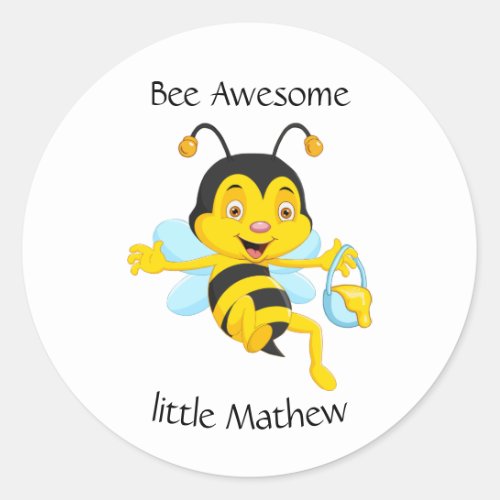 Adorable Bee Boy Cartoon Classic Round Sticker