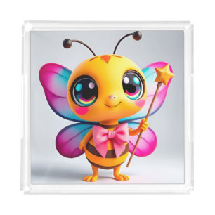 Adorable Bee Fairy Cartoon Character Magic Glow ✨ Acrylic Tray