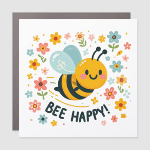 Adorable Bee Happy Car Magnet