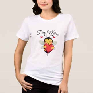 Adorable Bee Holding Heart Valentine's Day T-Shirt Tri-Blend Shirt