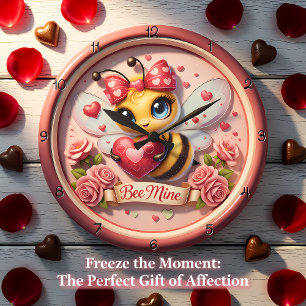 Adorable Bee Mine Valentine Large Clock