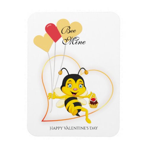 Adorable Bee Mine Valentines Day Bee Cartoon Magnet