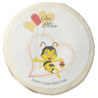 Adorable Bee Mine Valentine's Day Bee Cartoon Sugar Cookie