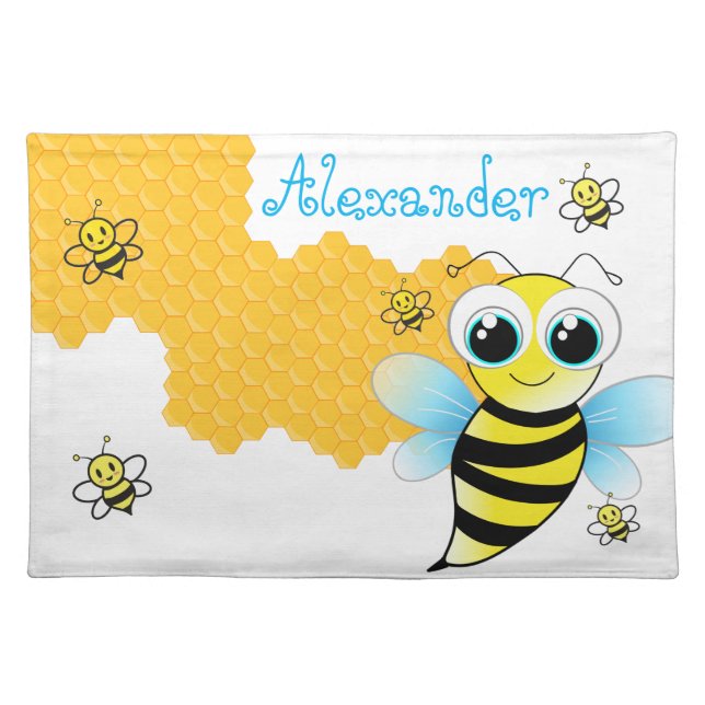 Adorable Bees & Honey Hives For Kids Cloth Placemat (Front)