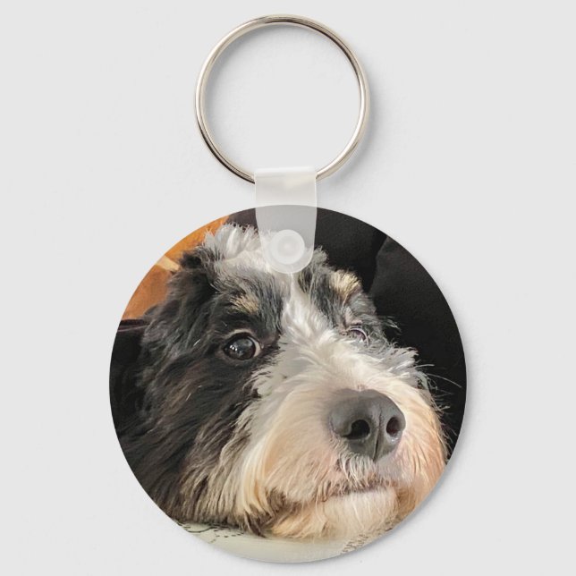 Adorable Bernedoodle Keychain (Front)