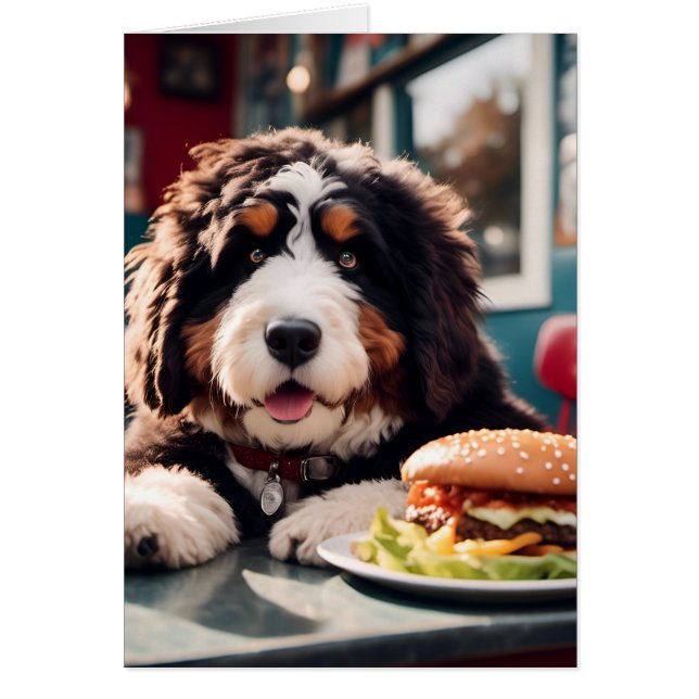 Adorable Bernerdoodle at the Diner Blank Inside  Cards (Front)