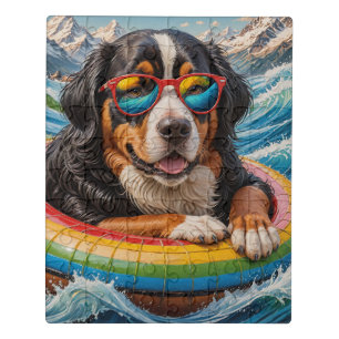 Adorable Bernese Mountain Dog enjoys Float Trip Jigsaw Puzzle