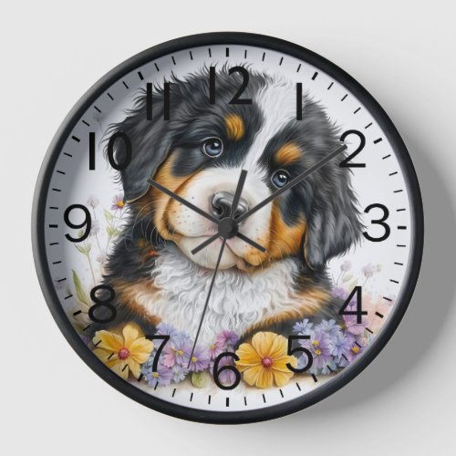 Adorable Bernese Puppy Dog Clock