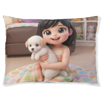 Adorable Best Friends Little Girl Dog Bed