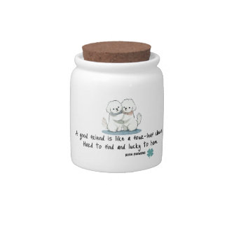 Adorable Bichon Friends with a Quote Candy Jar