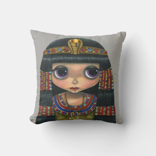 Adorable Big Eye Cleopatra Queen Girl Doll Throw Pillow (Front)
