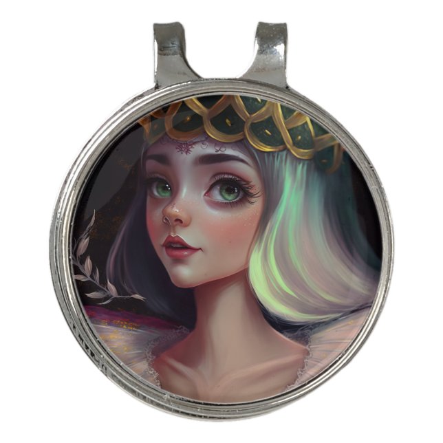 Adorable Big Eyed Queen Golf Hat Clip (Front)