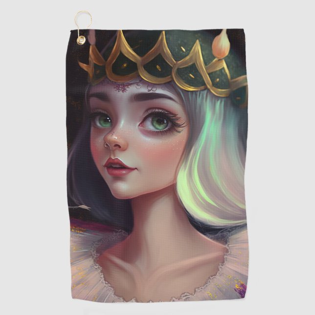 Adorable Big Eyed Queen Golf Towel (Front)