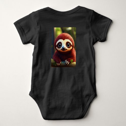 Adorable Big_Eyed Sloth Design Baby Bodysuit