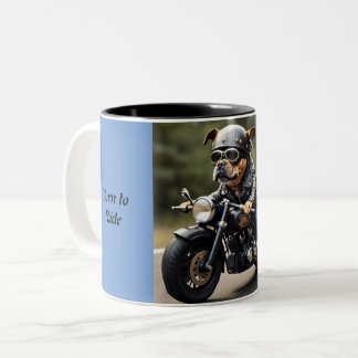 Adorable Biker Dog Born to Ride Two-Tone Coffee Mug