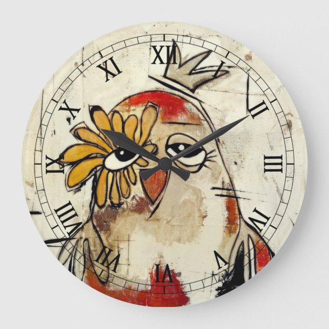 Adorable Bird Princess Wall Clock! Large Clock (Front)