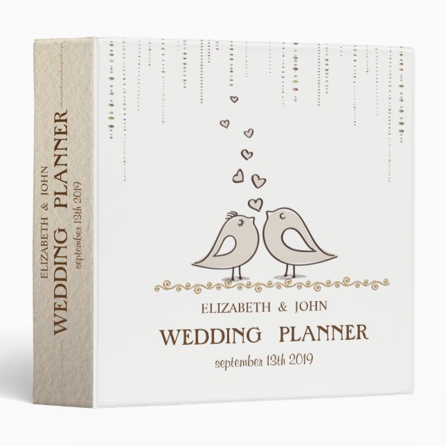 Adorable Birds In Love  Bridal Planner 3 Ring Binder (Front/Spine)