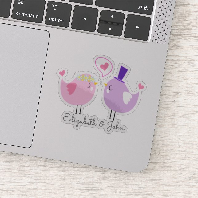 Adorable Birds In Love - Personalized Sticker (Detail)
