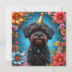 Adorable Birthday Party Hat Puppy Invitation
