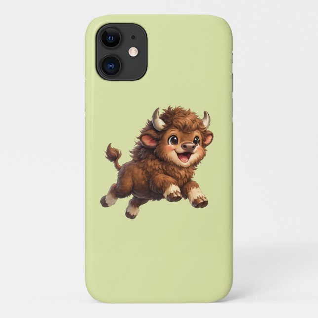 Adorable Bison Playfully Running with a Joyful  Case-Mate iPhone Case (Back)