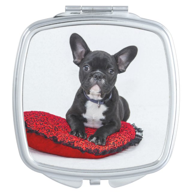 Adorable Black and White Bulldog Puppy Photo Compact Mirror (Front)