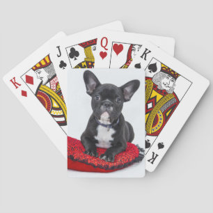 Adorable Black and White Bulldog Puppy Photo Poker Cards