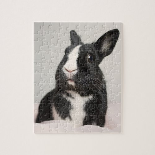 Adorable Black and White Bunny Rabbit Jigsaw Puzzle