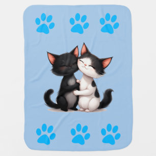Adorable Black and White Cats Cute Love 🐱 Baby Blanket