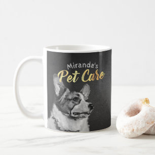 Adorable Black and White Dog Oil Painting Mug