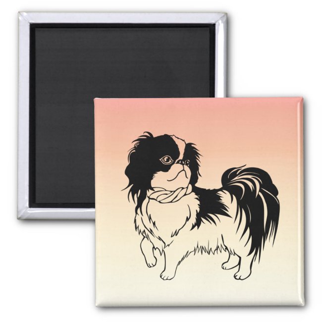 Adorable Black and White Dog on Orange Magnet