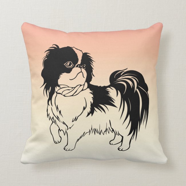 Adorable Black and White Dog on Orange Pillow
