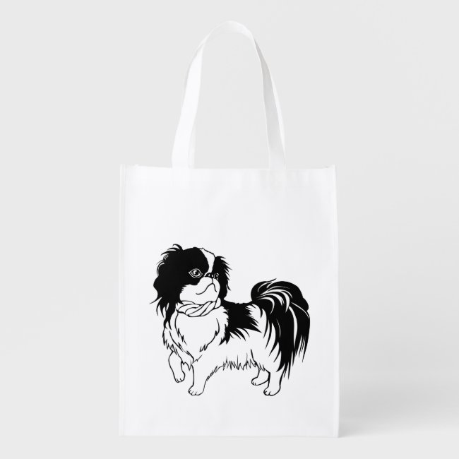Adorable Black and White Dog Reusable Bag