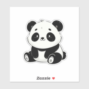 Adorable black and white panda drawing sticker