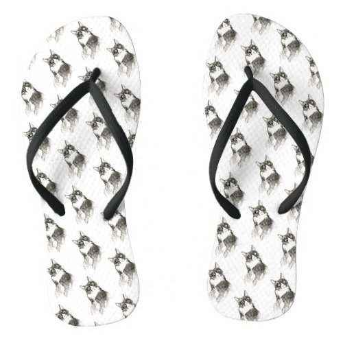 adorable black cat pattern beach customised flip flops