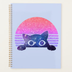 Adorable Black Cat Peeking – Cute Feline Planner